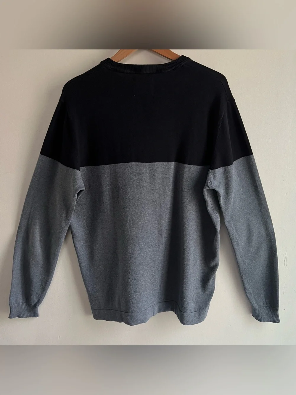 Springfield Men’s Colorblock Crew Neck Sweater Navy & Blue Cotton Size Large